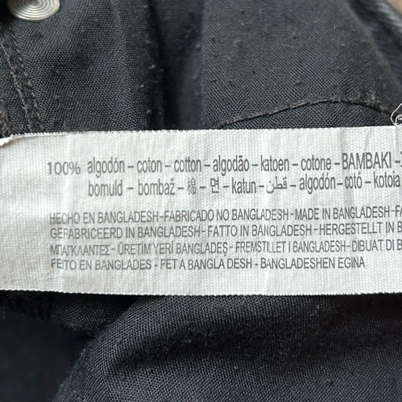 Zara High Rise Wide Frayed Hem Leg Black Denim Jeans Size 4 - Picture 7 of 12